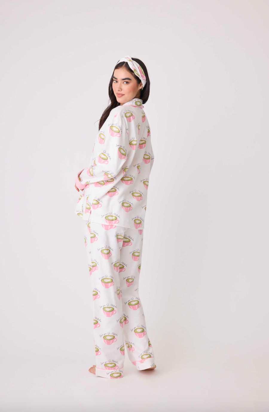 PJ Salvage Keep Smiling Classic Flannel Pajama Set in Hot Pink